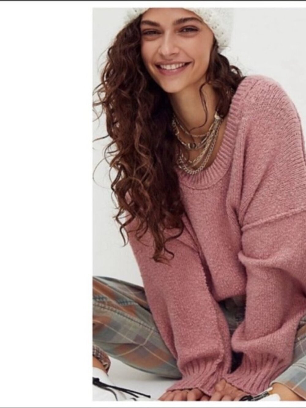 Free People Oversized Brookside Scoop Neck Women's Sweater Sz Small